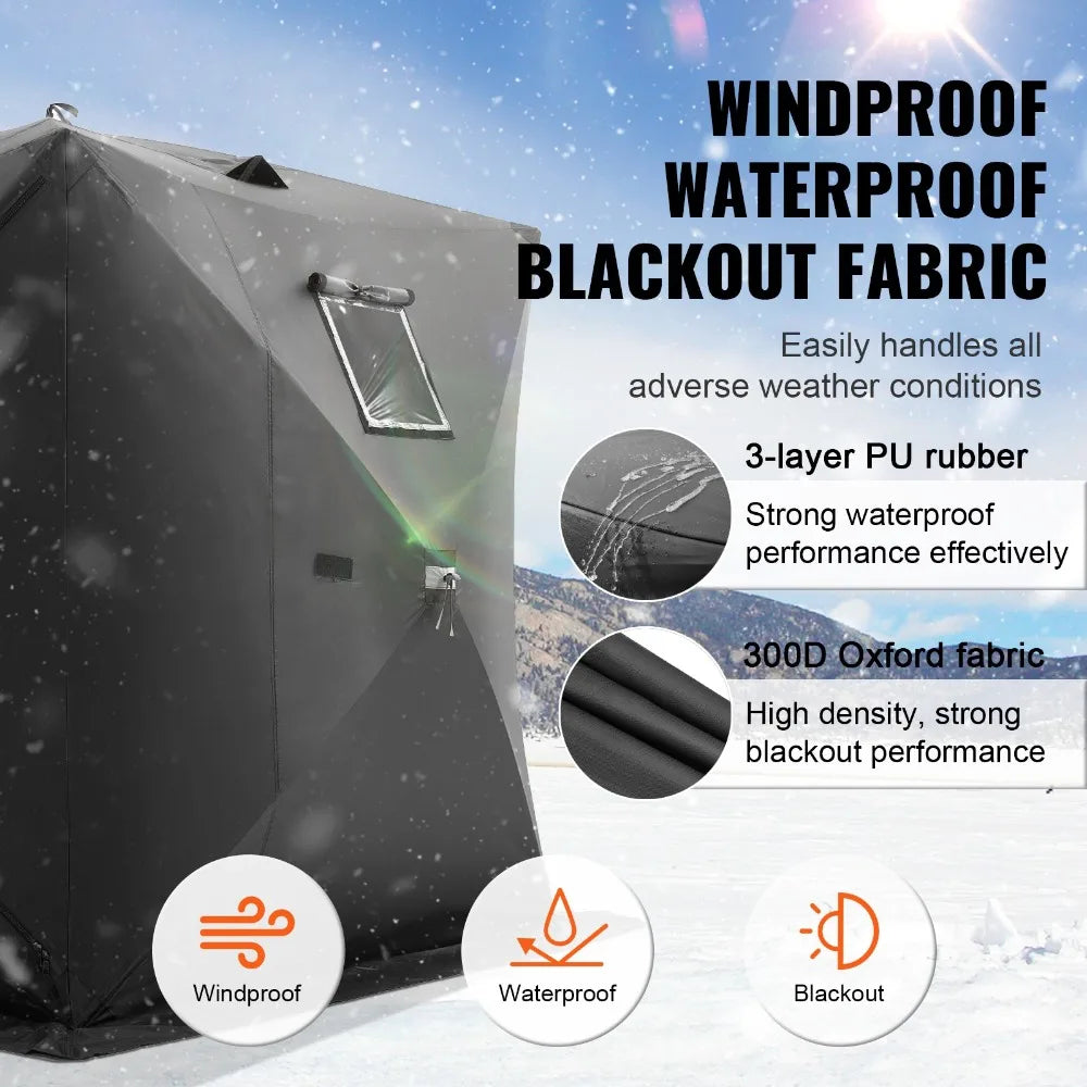 Person Ourdoor Portable Ice Shelter Pop-Up Ice Fishing Shanty Tent