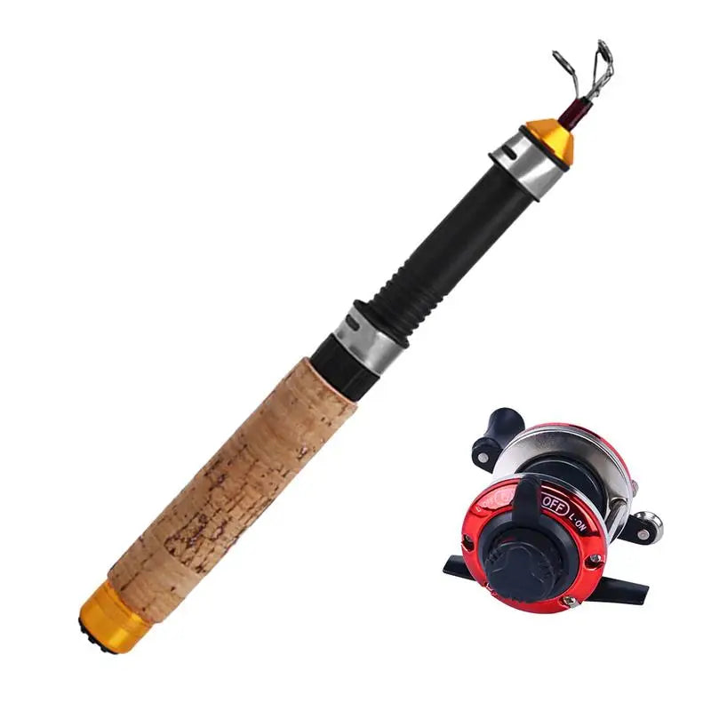 Telescopic Ice Fishing Rod With Reel Mini Fishing Rod 60 80 100CM Carbon River Shrimp Carp Fishing Pole For Winter Fishing Gears