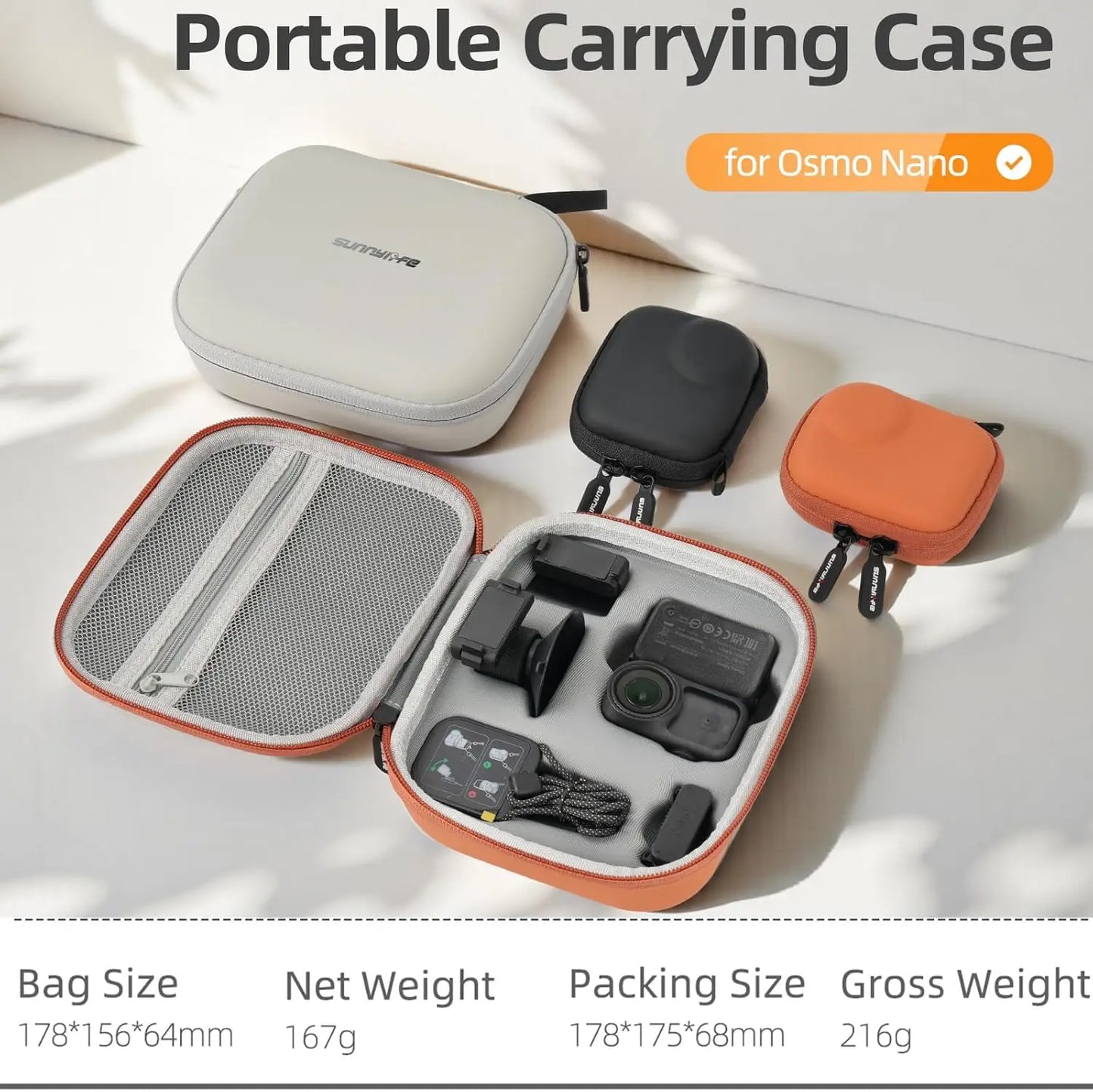 Carrying Case for DJI Osmo Nano, Portable PU Storage Travel Bag for Osmo Nano Accessories (Set Bag-Black)