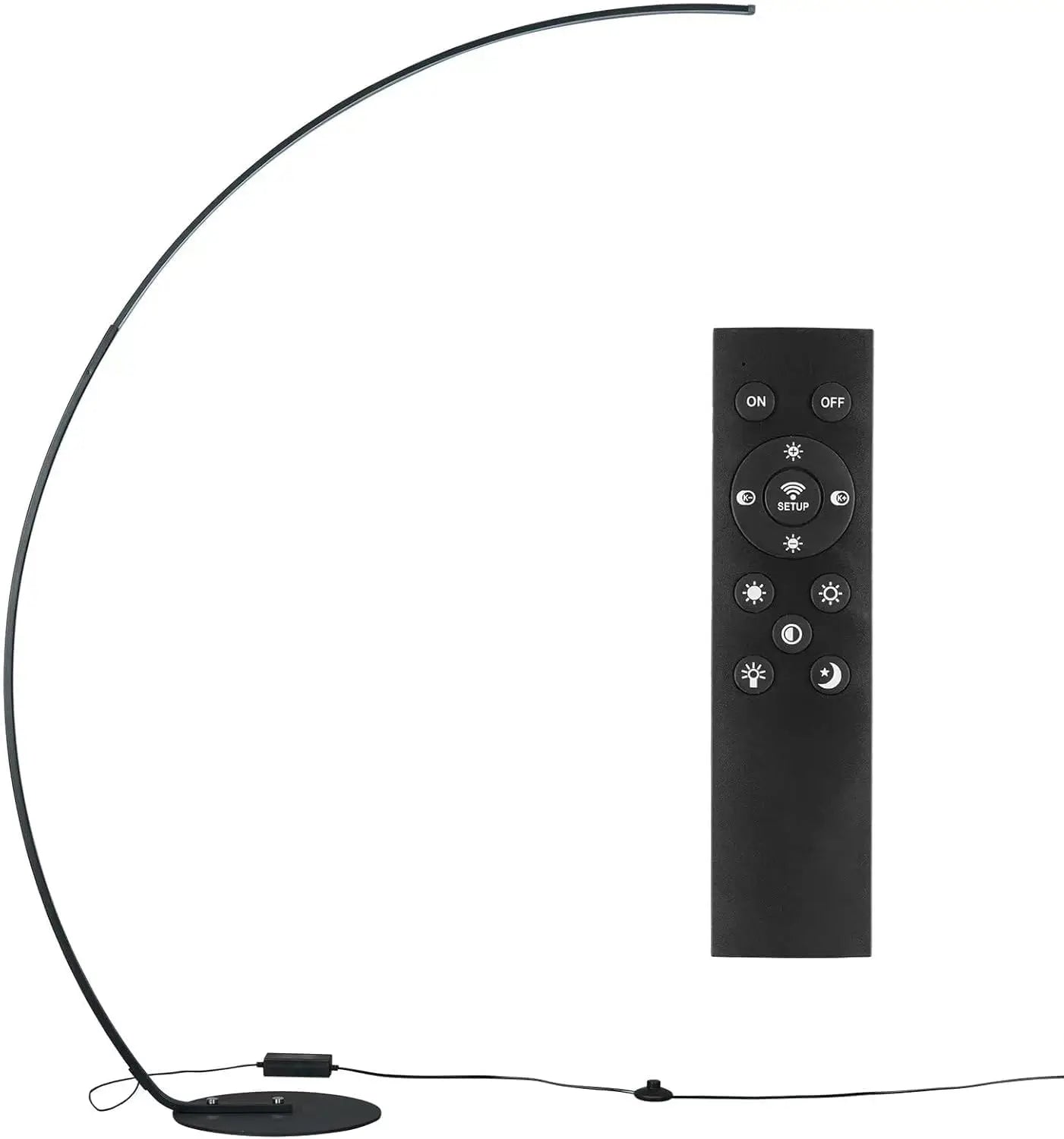 Arc Floor Lamp with Remote Control - Adjustable LED Floor Lamp, 67' Black, Modern for Living Room Bedroom Office