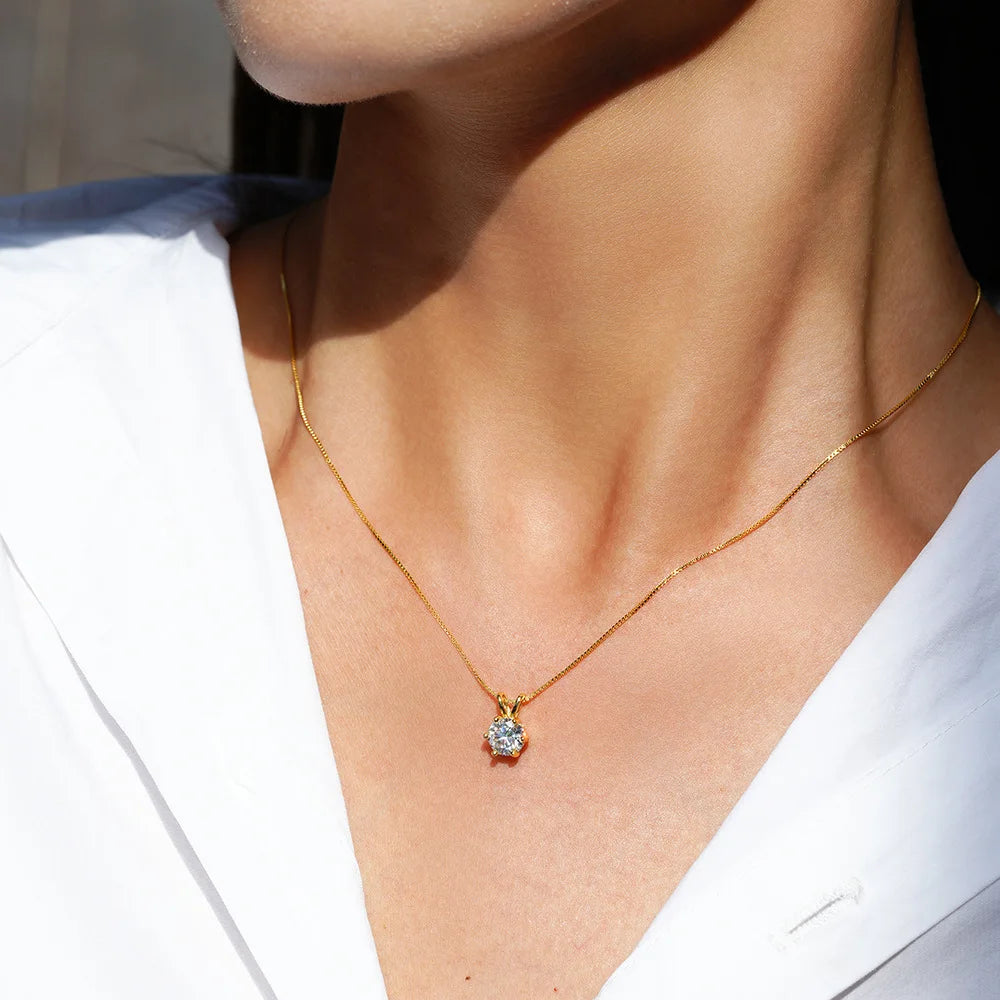 1 Carat Multi-Color D VVS1 Moissanite Pendant Necklace in 925 Sterling Silver - Fine Jewelry Gift for Weddings & Engagements