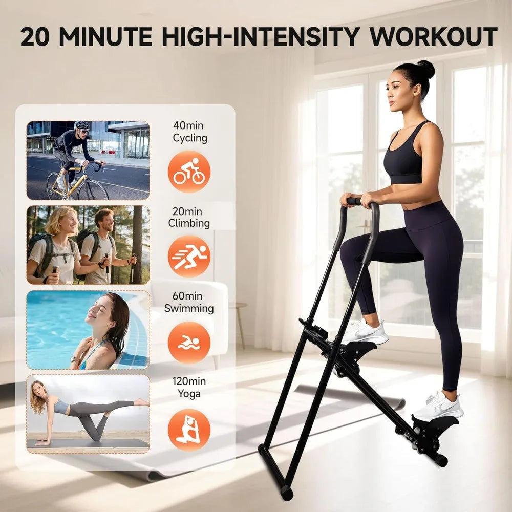 Home Vertical Climber Machine with LCD Display, Foldable Cardio Workout Equipment featuring Adjustable Resistance