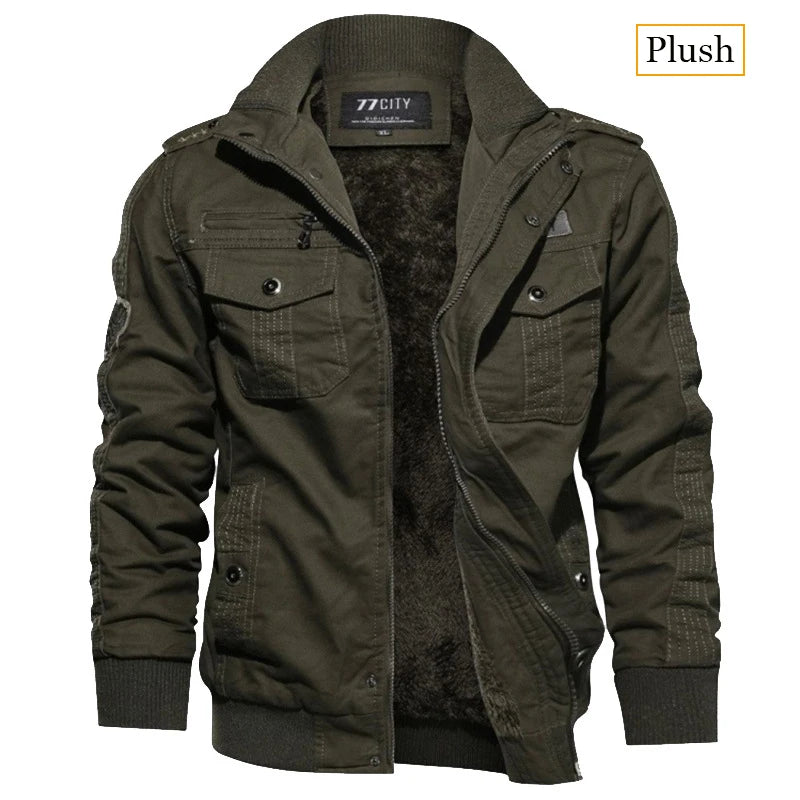 Men's Tactical Jacket Autumn Winter Fleece Tactical Jackets Men Casual Multiple Pockets Windproof Outdoor Workwear Coat
