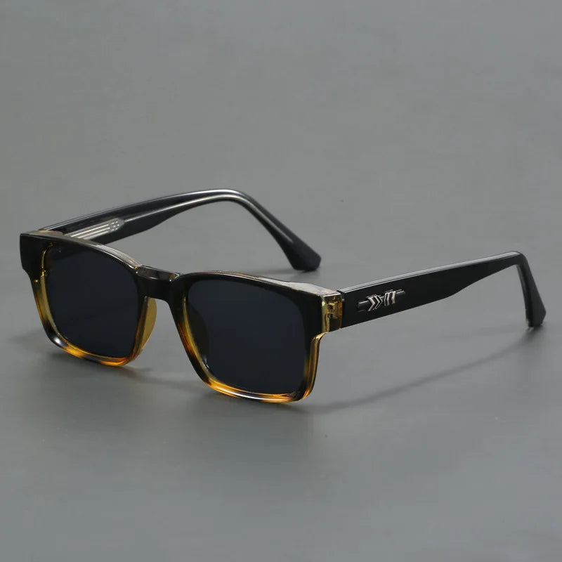 Fashionable Retro Square Black and Leopard Print Full Frame Anti-Uv Sunglasses for Men Japanese Simple Literary Style Shades