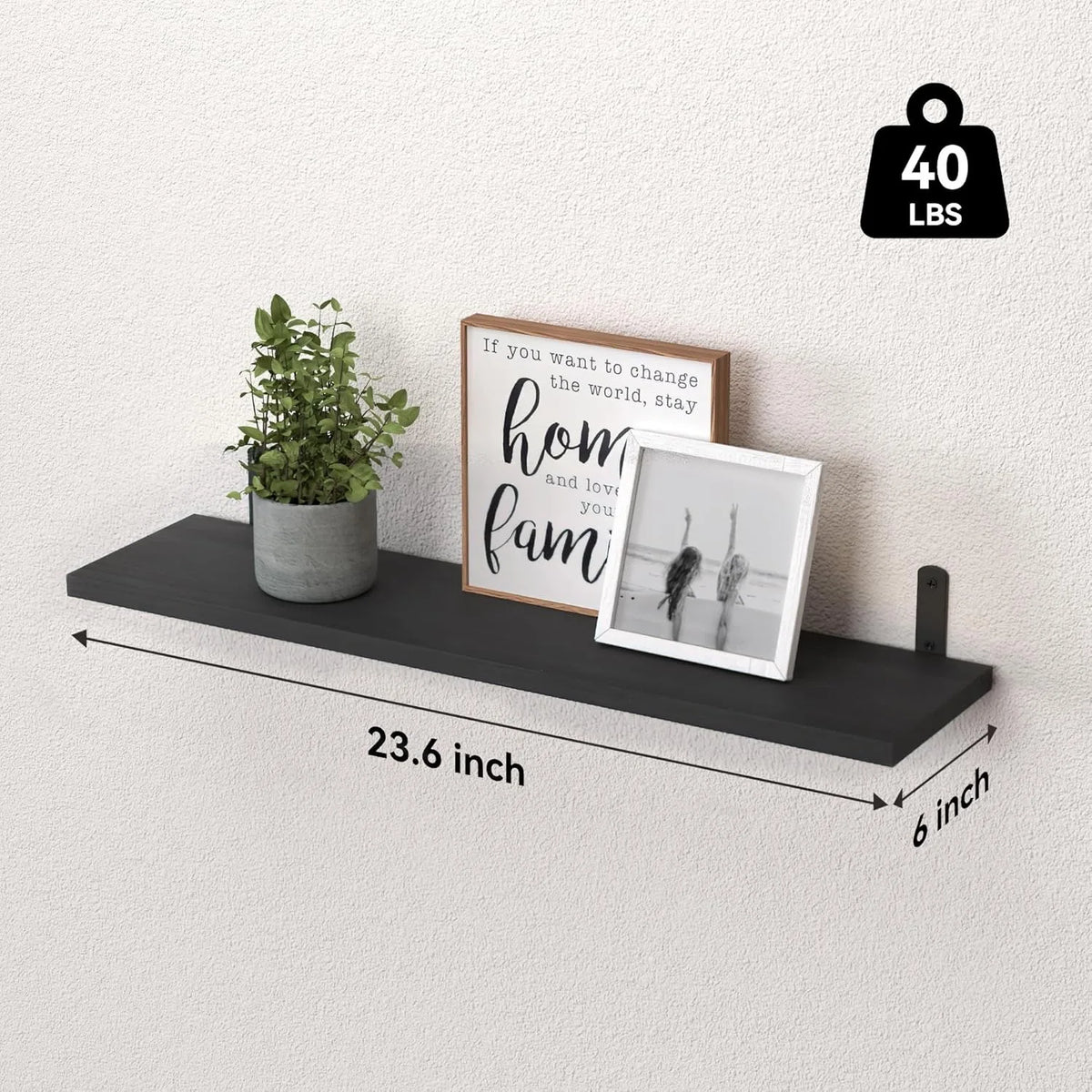 Wood Floating Shelves Set of 6, 24 inch Long Floating Shelves for Wall Decor, Farmhouse Shelf for Bedroom,  Storage Shelves