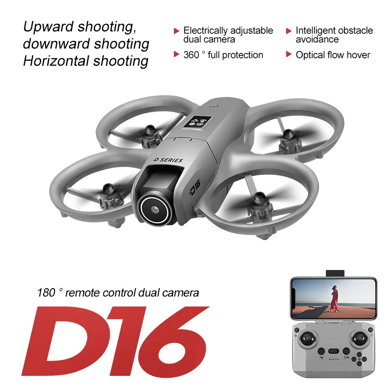 Drone with Optical Flow 180° Electric Adjustment Dual Camera Aerial Photography Quadcopter - Obstacle Avoidance Remote Control