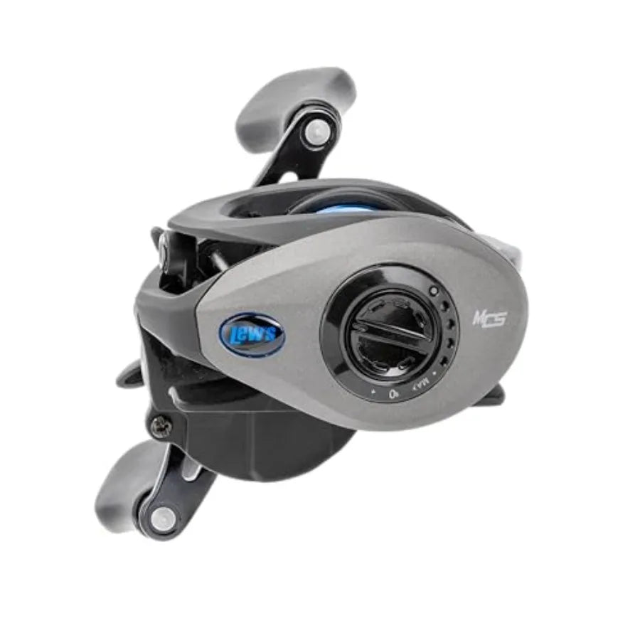 Baitcast Fishing Reel, 4+1 Bearings, 7.5:1 Gear Ratio, Graphite Frame, Speed Gears, Magnetic Control System, Gray/Black/Blue