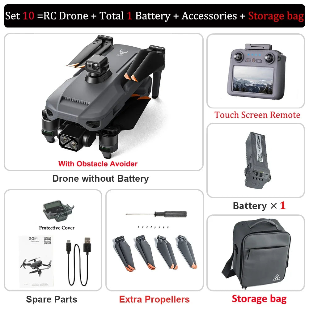 2024 ZLL SG909 Drone Professional Camera Touch Screen 3-Axis Gimbal Obstacle Avoidance FPV Brushless EIS Electronic RC Dron Toy