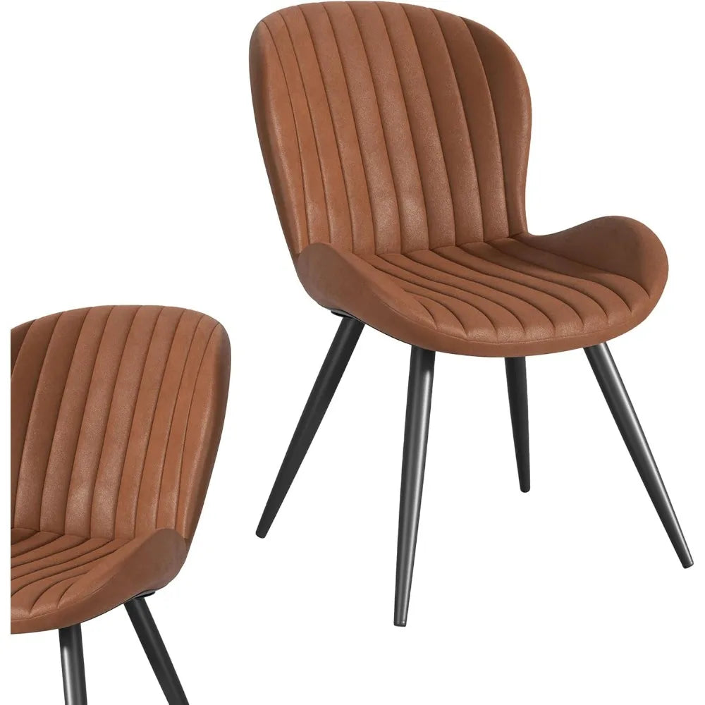 Dining Chairs Set of 6, Modern Dining Room Chairs Comfy Backrest Thick Upholstered Kitchen Chairs 19IN Height with Metal Legs