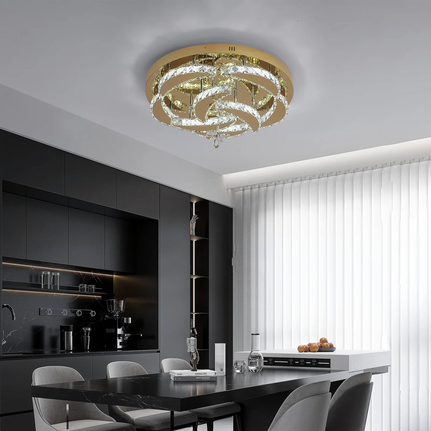 Luxury Crystal Ceiling Lamp Modern Gold Chandelier Led Living Dining Room RC Dimmable Pendant Light Home Decor Fixture Lustre
