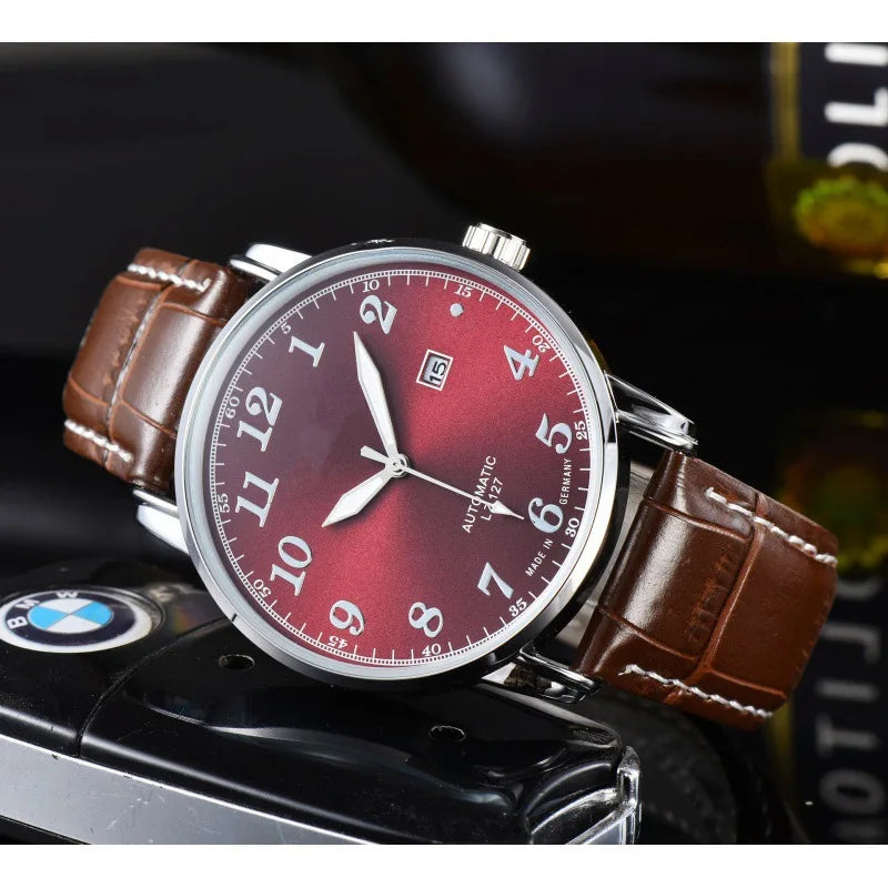 2025 Men's Business Watch - Genuine Leather, Sweep Second Quartz, Slim Analog for Office & Casual