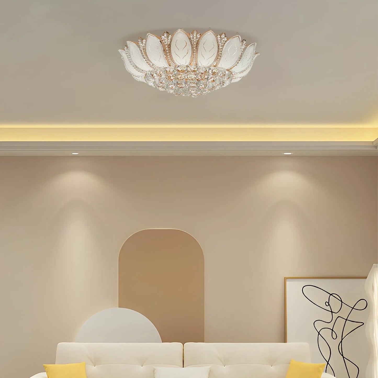Bymaocar Lotus Shaped Lamp Ceiling Light E12 Holder, Indoor Lighting Fixture for Bedrooms, Corridors & Dining Rooms of 215.28ft²