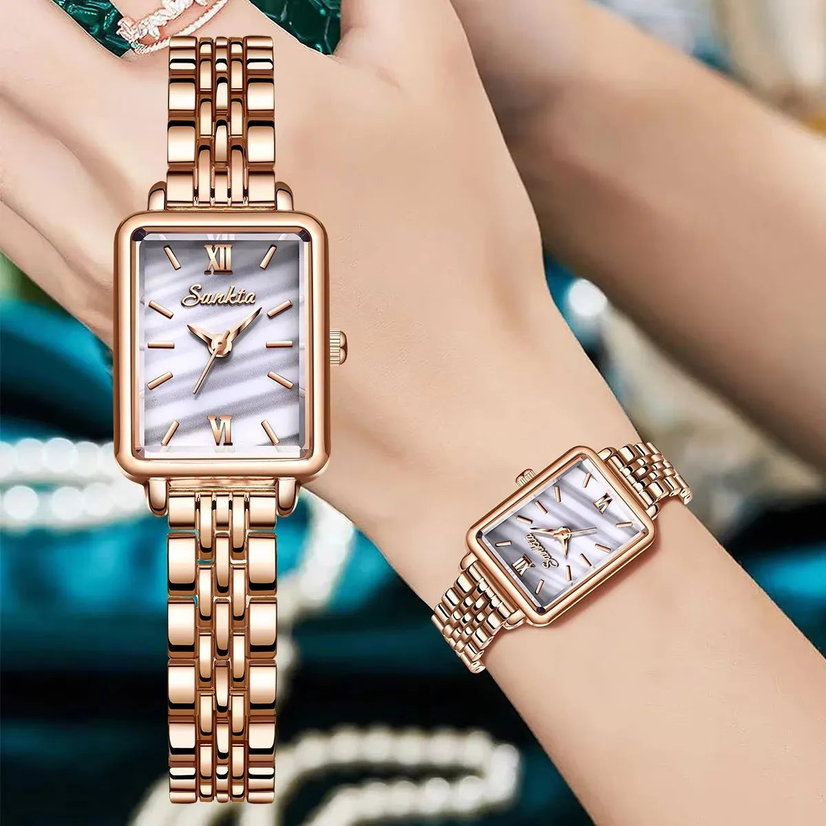 SUNKTA Fashion Ladies Watch Elegant Dress Womens Wristwatches Ceramic Bracelet Watches for Women Waterproof Clock Reloj Mujer
