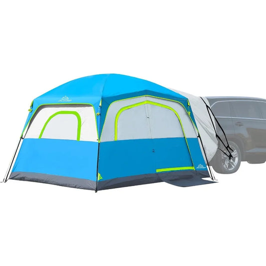SUV Tents for Camping 6 Person Waterproof Car Family Camping Tent with Tailgate Attachment for SUV Jeep Truck with Cap Easy Set
