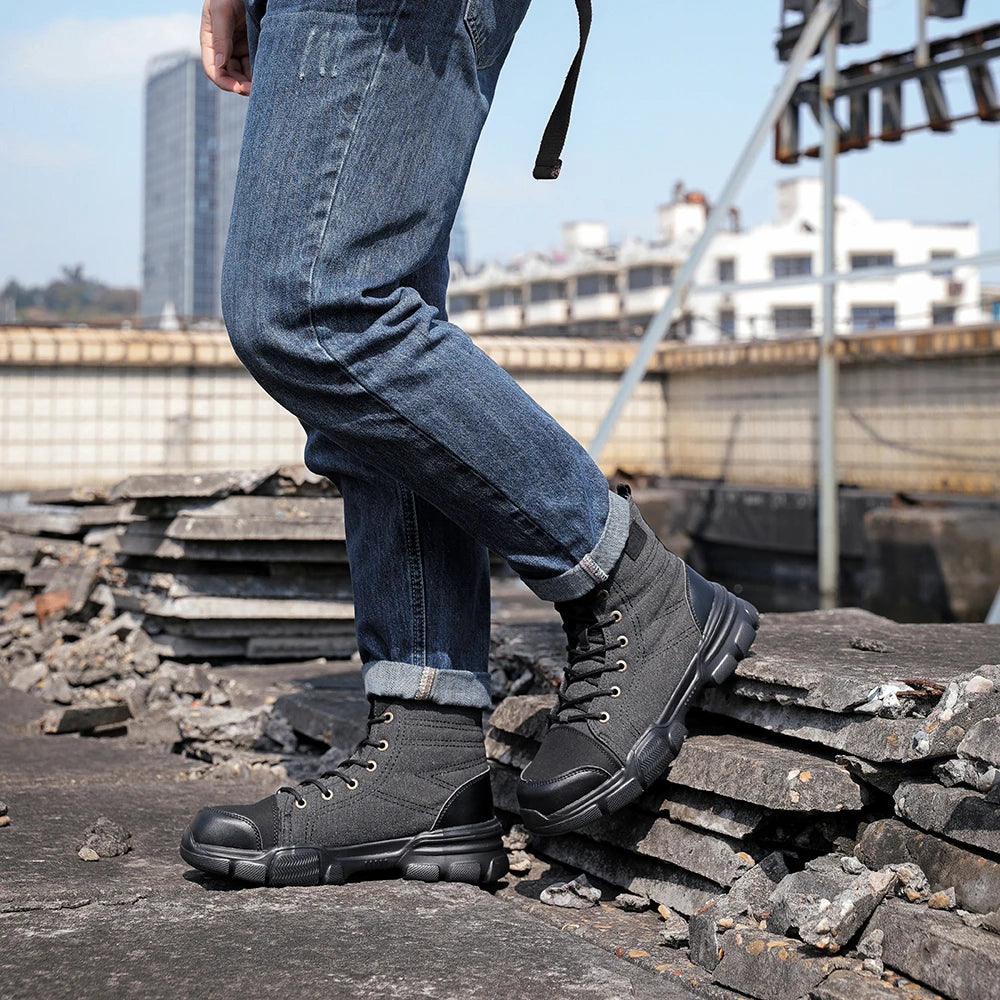 Safety Shoes Steel Toe Boots for Men Comfortable Soft Work Sneakers Anti-Puncture Anti-smash Work Shoes Protective Boots