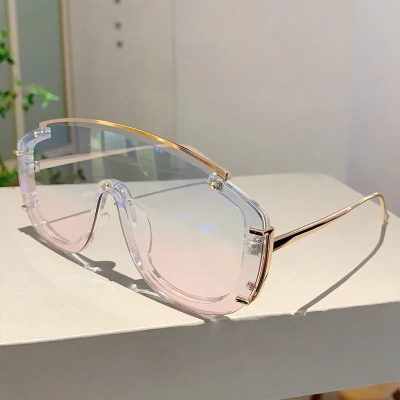 Fashion Leopard Women Sunglasses Stylish Gradient Outdoor Sports Shades Luxury Metal Design Oversize Men Sun Glasses