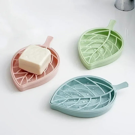 Leaf-Shaped Soap Dish 2 Layers Drain Soap Box Bathroom Dish Plate Case Home Shower Soap Holder Bathroom Accessories