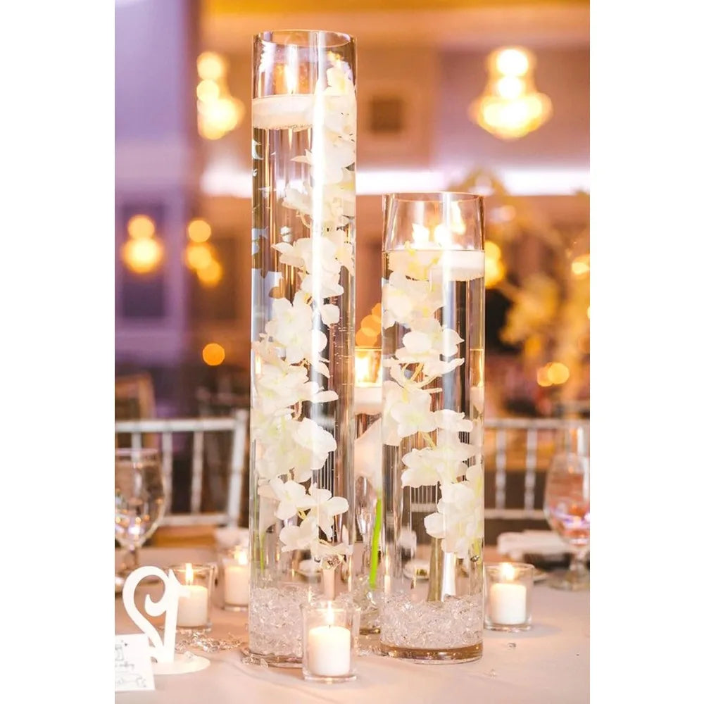 Set of 12 16 Clear Glass Cylinder Vases for Centerpieces, Floating Candles, Wedding Decorations