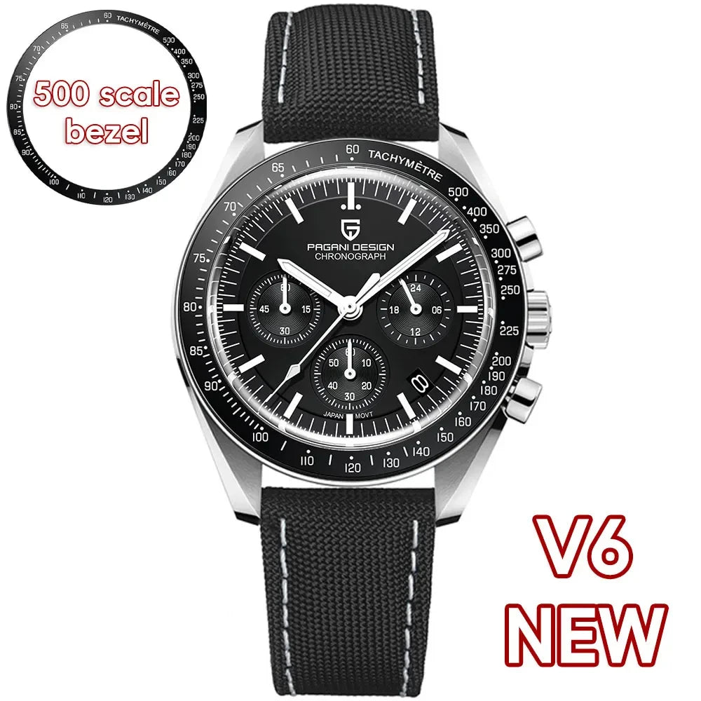 PAGANI DESIGN New Luxury Moon Quartz Watches For Men Stainless steel Luminous waterproof Sports Chronograph Man 2025 Retro Watch