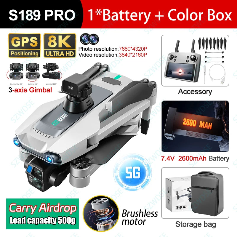 2025 New S819 GPS Drone 5G Professional 8K HD Aerial Dual Camera Screen Control 360° Obstacle Avoidance 5G WIFI RC Dron 6000M