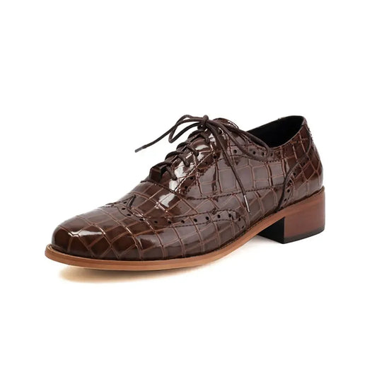2025 Women Shoes Spring New Fashion Round Toe Lace Up Retro Single Shoe for Office Party Walk Thick Low Heeled big Size 48 775-1