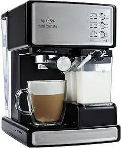 Mr. Coffee Espresso and Cappuccino Machine Stainless Steel Programmable Coffee Maker with Automatic Milk Frother 15-Bar Pump Ide