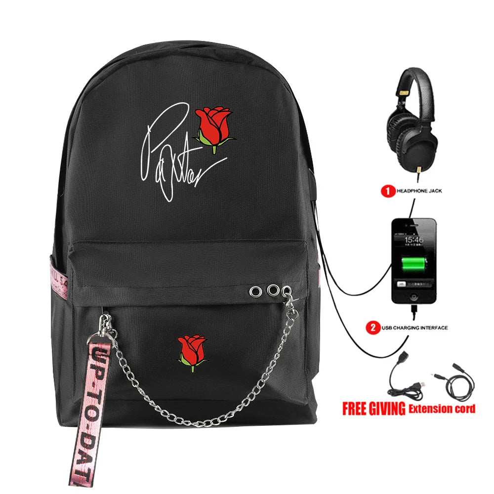 Cartoon Popular payton moormeier Student School Bags Unisex Print Oxford Waterproof Notebook Usb Rechargeable Travel Backpacks