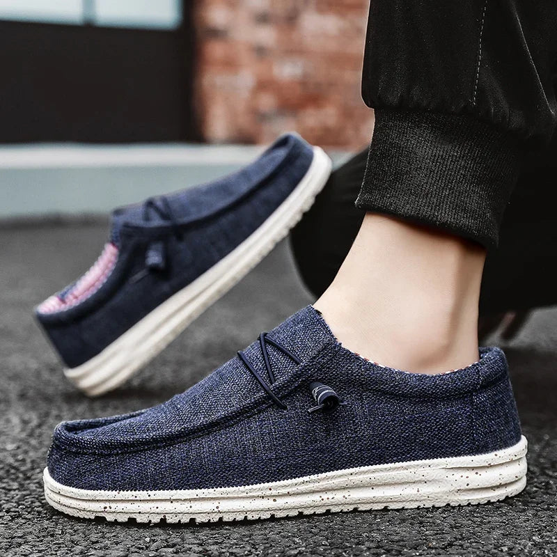 Men Shoes Casual Canvas Loafers Shoes Light Breathable Flats Leisure Male Vulcanized Shoes Walking Sneakers Plus Size 39-46