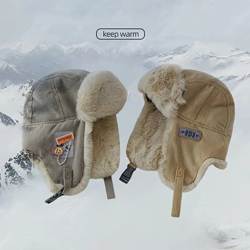 New winter hat, Lei Feng hat, warm cotton hat, thick ear protection, cold proof, with ear cover, pilot hat.