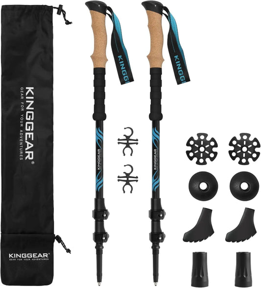 TPC 100% Carbon Fiber Hiking Poles, Telescopic Nordic Trekking, Lightweight Walking Stick with Cork & EVA Handle