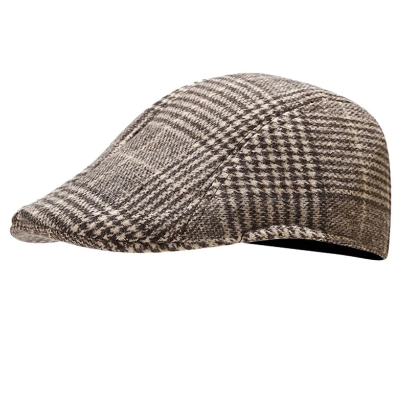 British Style  Autumn Winter Warm Gentleman Baseball Hat Berets Newsboy Painters Hat Plaid Wool Hat Unisex Cabbie Visor Flat Cap