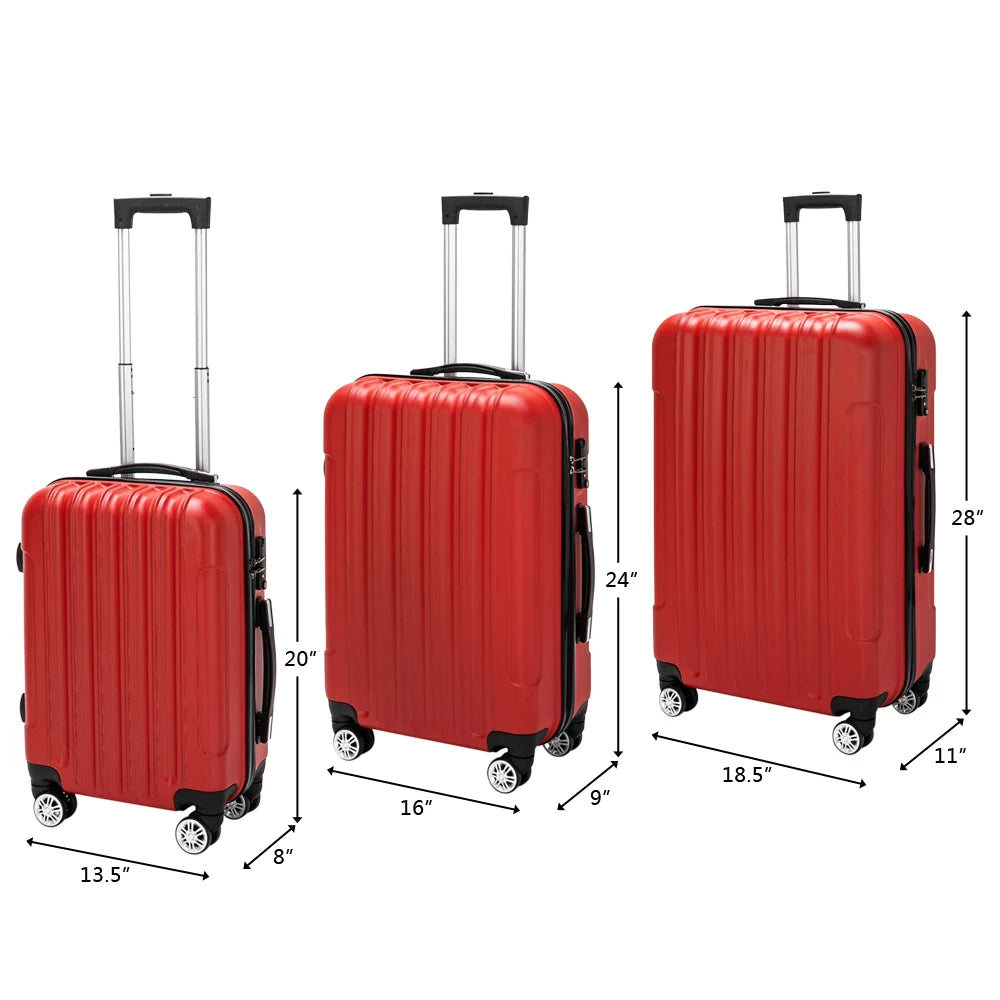 3-in-1 Multifunctional Large Capacity Traveling Storage Suitcase Luggage Set Red Large capacity suitcase  suitcase set