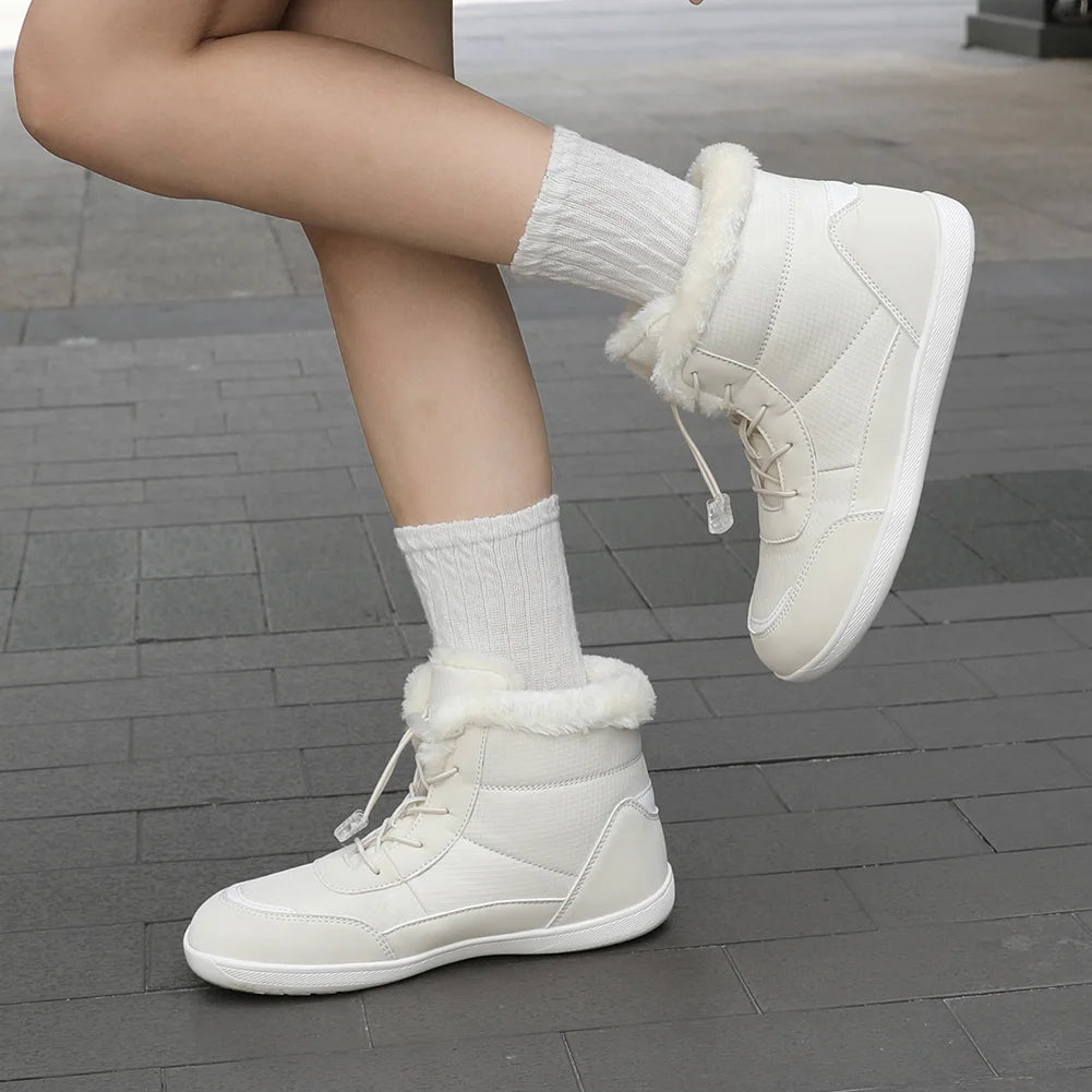 men's Barefoot Boots Fur Lined Ankle Booties Anti-Slip Walking Boots Wide Toe Box for Outdoor Hiking