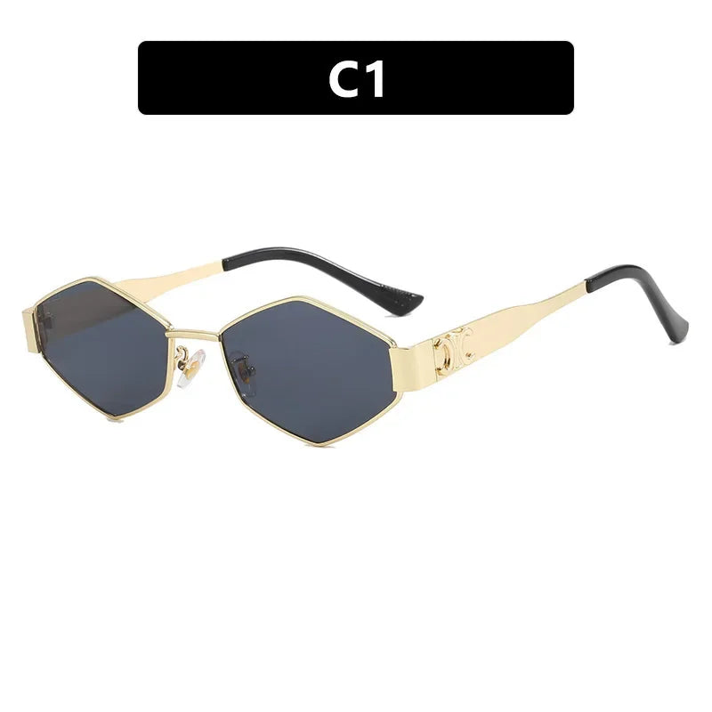 2025 New Arrival! Metal Sunglasses for Women - K-Style Trendy Small Frame, Photo-Ready Concave Design, UV400 Protection