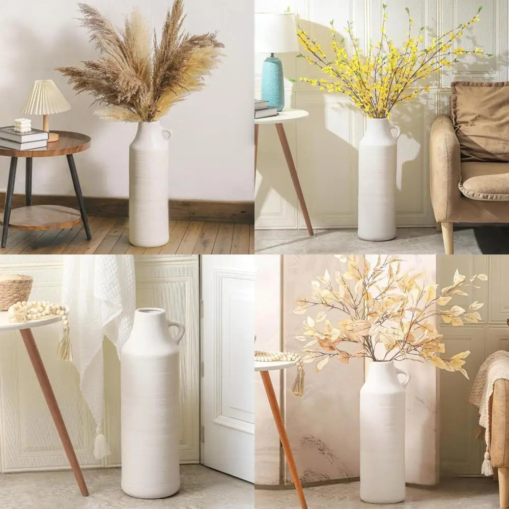 Large Boho Decorative Floor Vase, 22.8 Tall, Modern Ceramic for Pampas Grass, Flower Arrangements