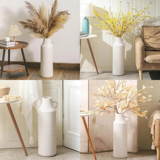 Large Boho Decorative Floor Vase, 22.8 Tall, Modern Ceramic for Pampas Grass, Flower Arrangements
