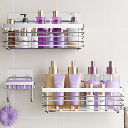 3Pack SUS304 Stainless Steel Shower Caddy with No Drilling Installation for Bathroom Storage Rustproof WallMounted Shower Shelv