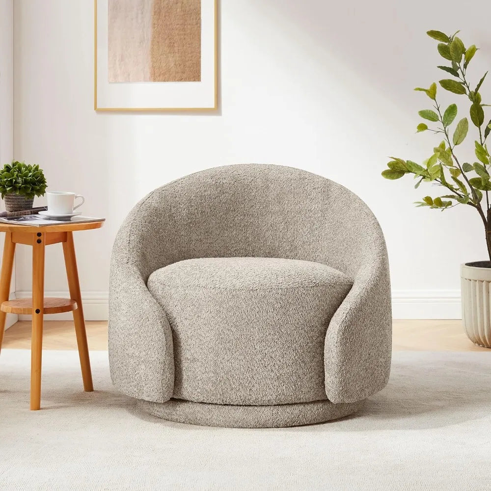 360 Degree Swivel Barrel Chair, Modern Living Room Chairs with Armrest Cozy Reading Chair for Adults, Small Space, LivingRoom