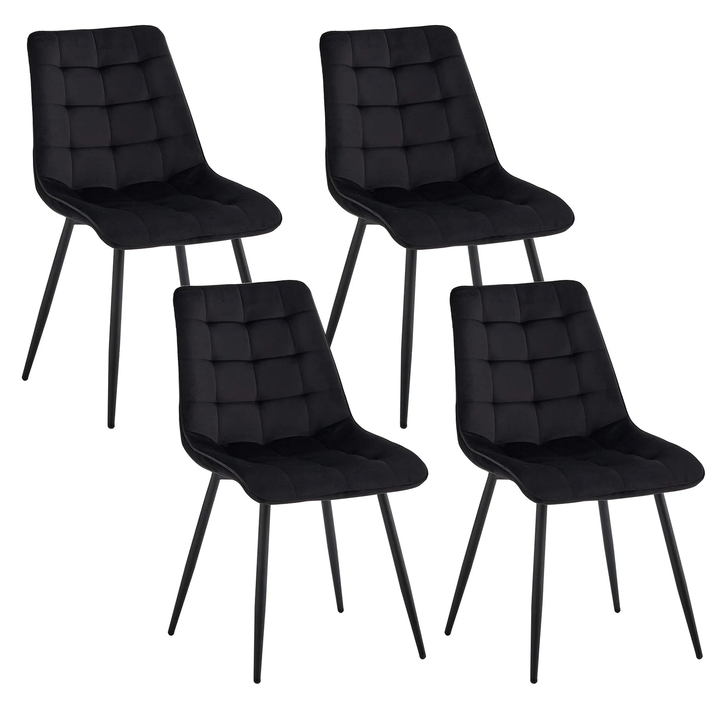 EGOONM A Set of 4 Velvet Dining Chairs Metal Legs Modern Comfortable Chair for Kitchen Bedroom Living Room Home Furniture