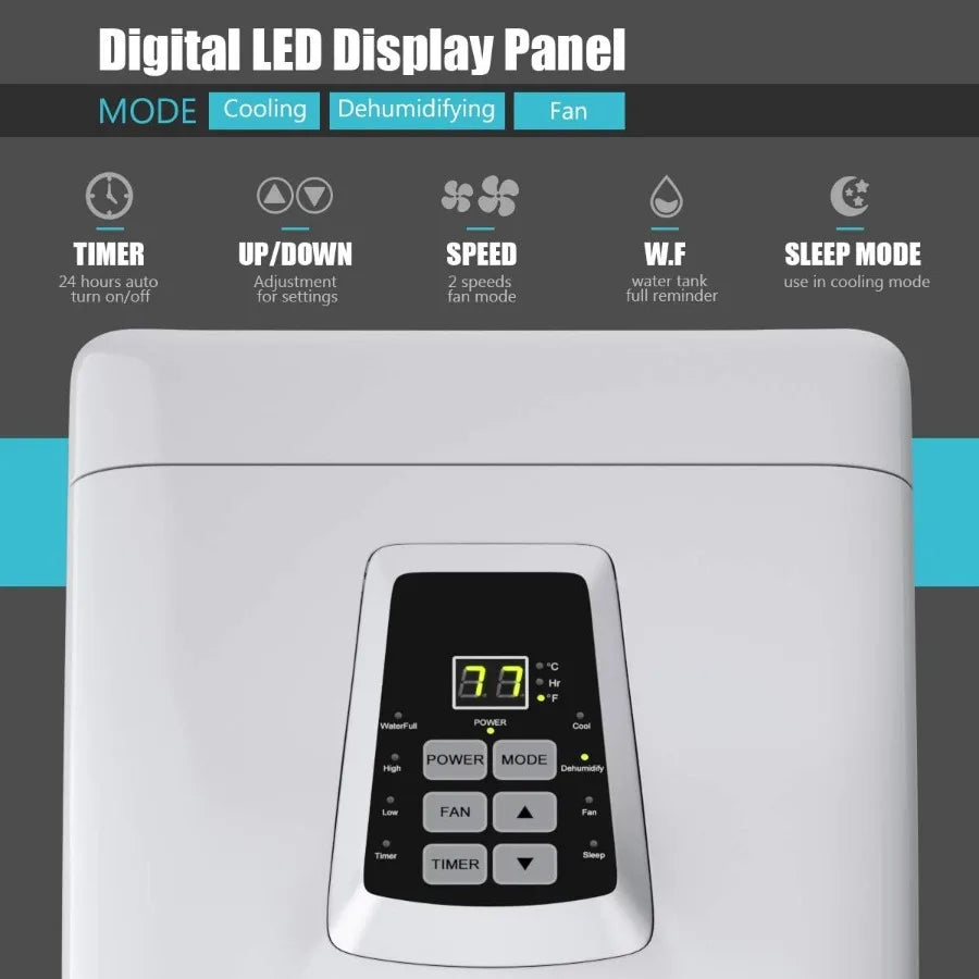 Ashrae 8000 BTU Portable Air Conditioner with Remote Control Energy Efficient for Rooms Up to 400 Sq. Ft Cooling Dehumidifying