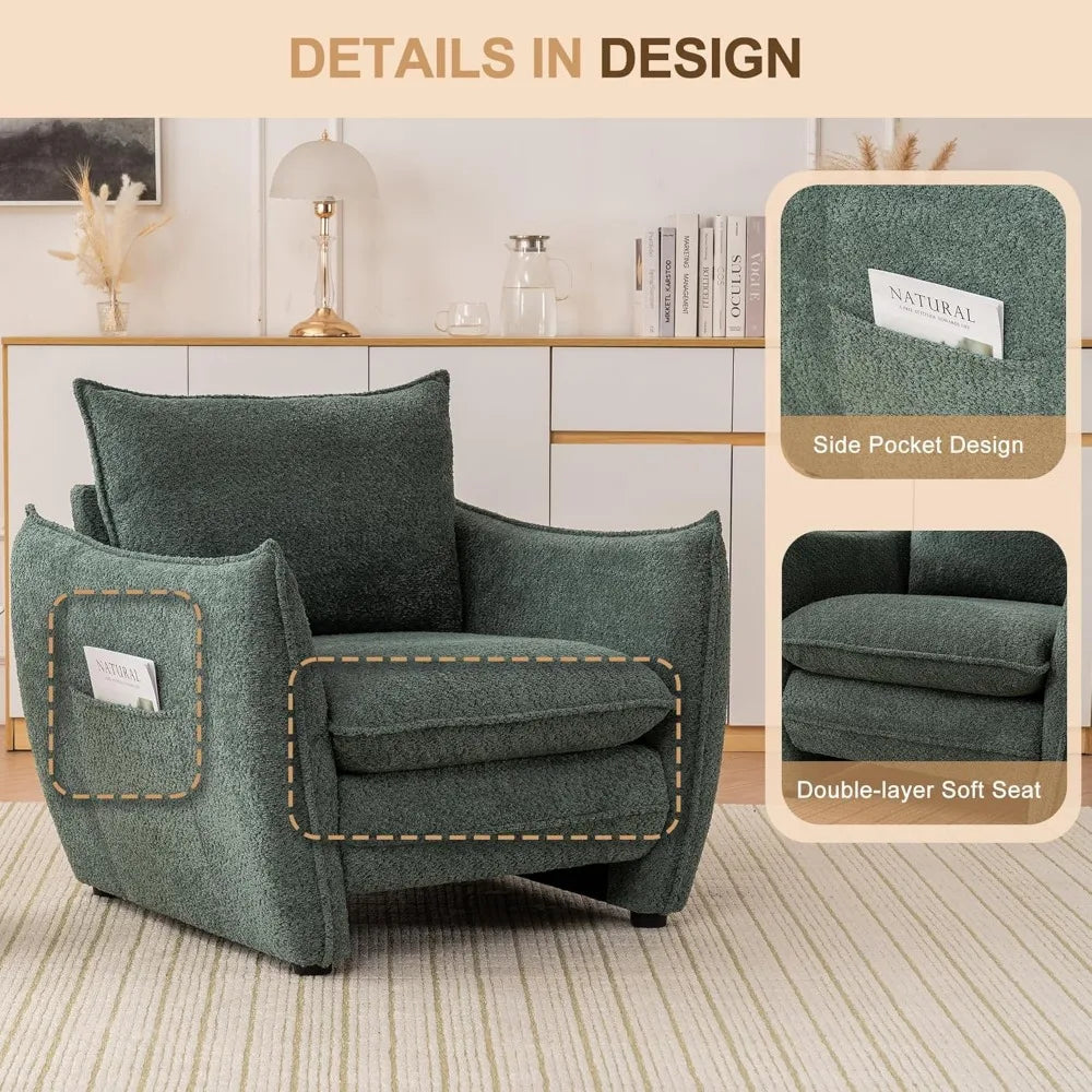 Oversized Accent Chair, Modern Single Sofa Cloud Chairs with Removable Pillow, Deep Seat Comfy Armchair for Living Room Bedroom