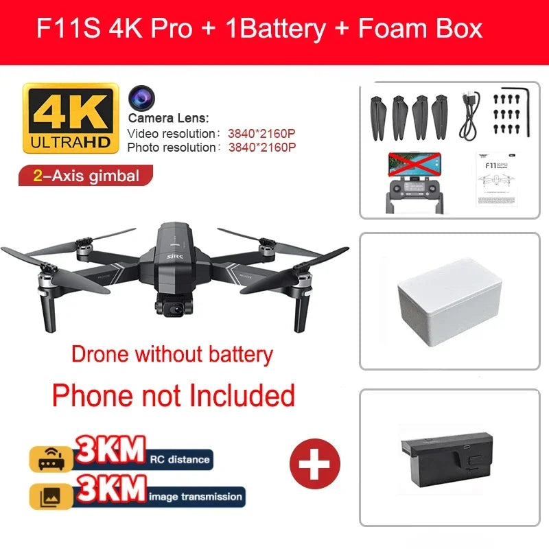 SJRC F11 Pro 4K F11s Pro 4K Camera Drone GPS 5G FPV HD 2 Axis Stabilized Gimbal EIS Professional Brushless Quadcopter RC Dron