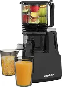 Cold Press Juicer with 5.9 Wide Feed Chute, 250W Slow Masticating Juicer Machines Fit Whole Vegetables & Fruits, Easy to