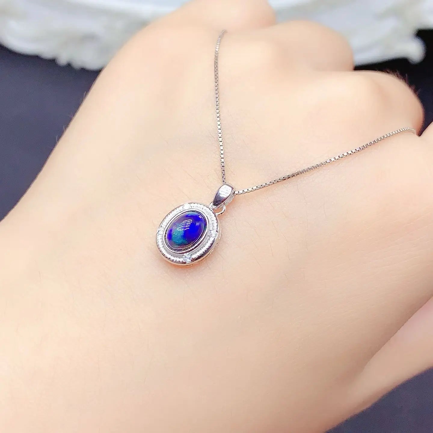 Simple Design 925 Silver Jewelry Set Natural Opal Ring Earrings and Pendant Total 1.2ct Dyed Opal Jewelry