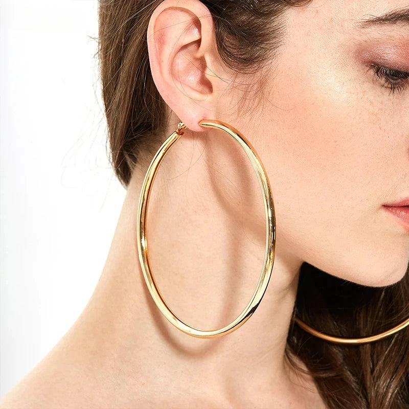Fashion Oversized Big Hoop Earrings For Women Basketball Brincos Large Thick Round Circle Earrings Hoops Punk Jewelry