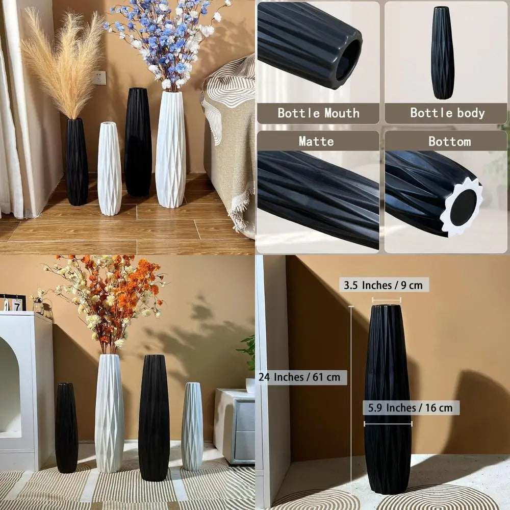 Large 24 Inch Modern Minimalist Ceramic Vase for Home Decor, Suitable for Pampas Grass, Ideal as Living Room or Office Centerpie