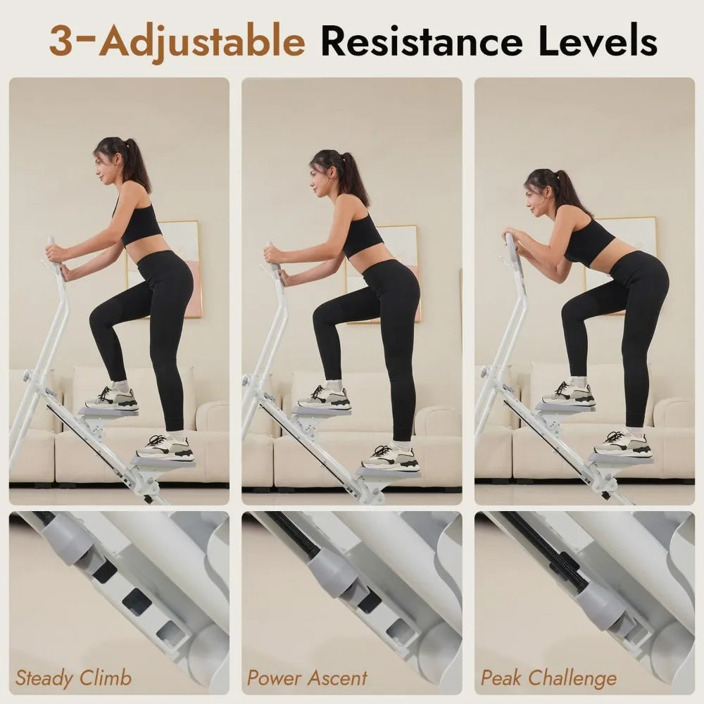 Home Gym Stair Climber: Foldable Cardio Fitness Machine with Adjustable Resistance and Extended Step Range