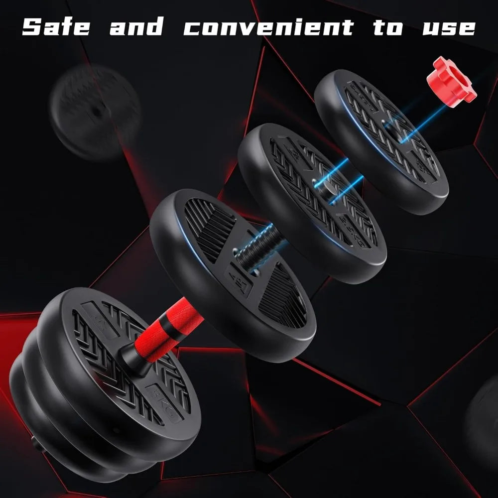 All-in-One 90 Pound Adjustable Weight Set for Home Gym: Dumbbell, Barbell, Kettlebell, and Push-Up Bar in One