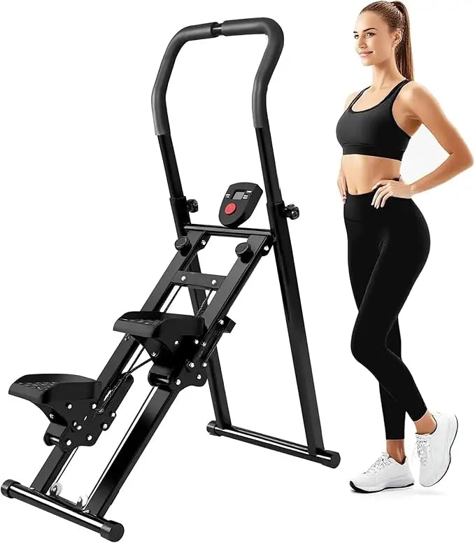 Home Vertical Climber Machine with LCD Display, Foldable Cardio Workout Equipment featuring Adjustable Resistance