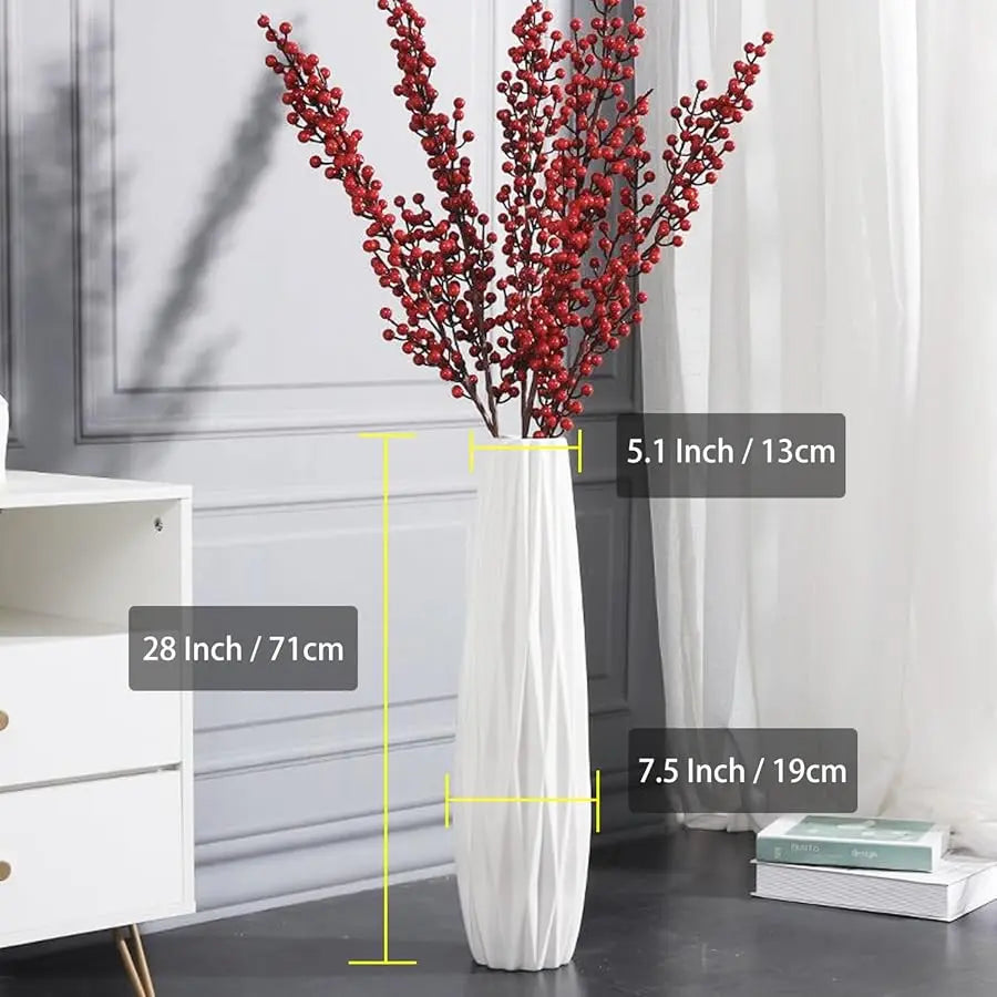 White Tall Floor Vase, 28" Ceramic Decorative Large Vases for Living Room Decor Home Office Bedroom, Modern Big Standing Flower